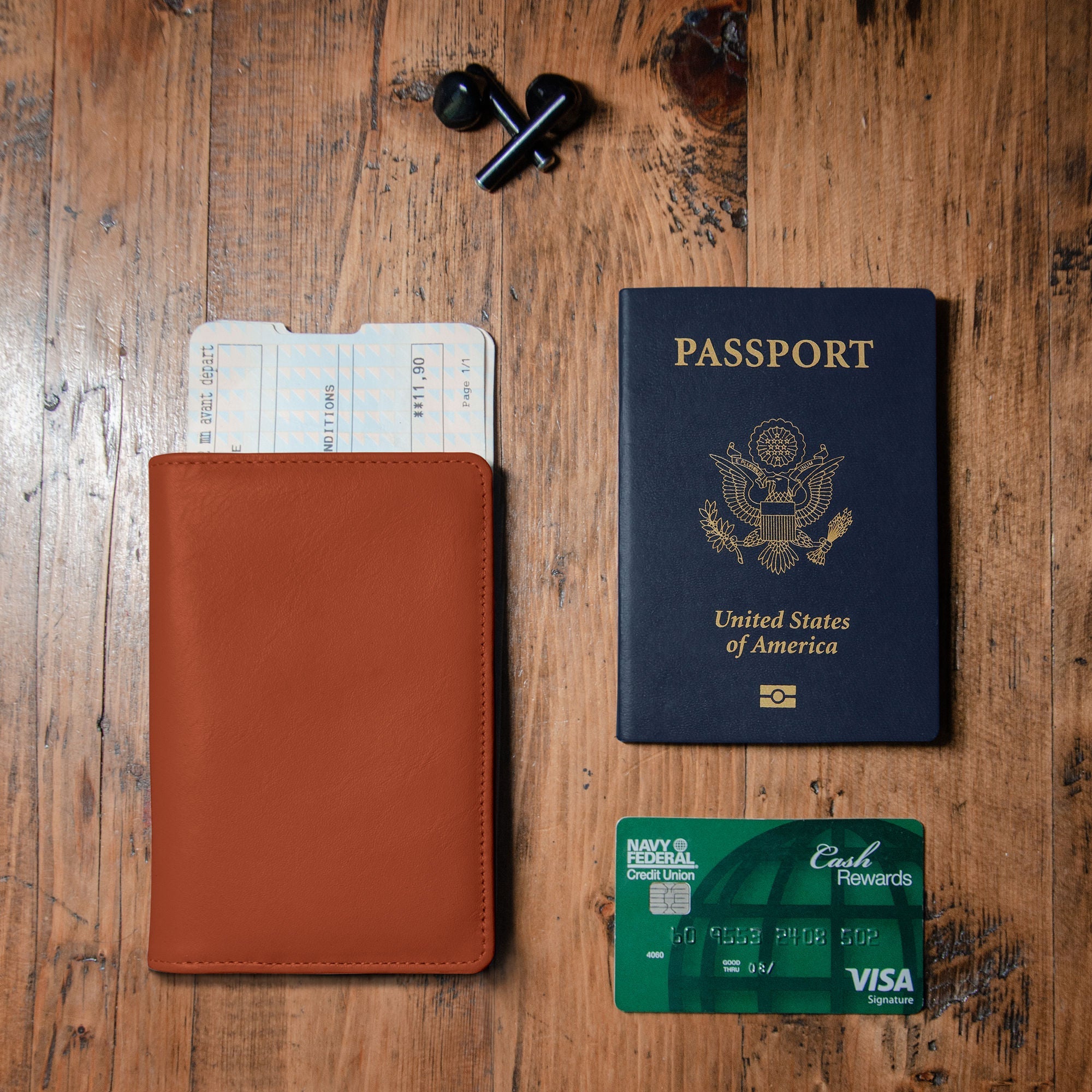 Passport Wallets - Boarding Pass, Cards, Cash, Coins, AirTag (American Flag optional)