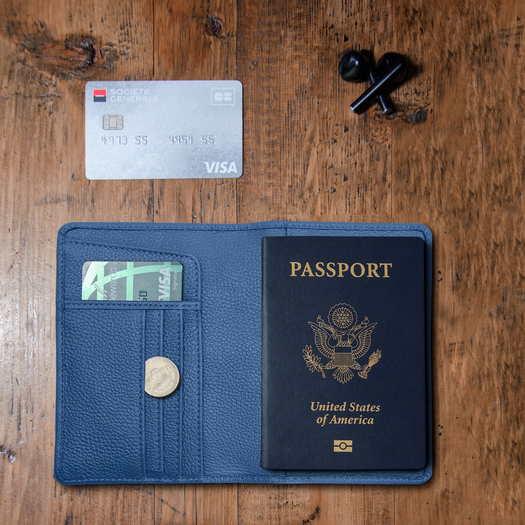 Passport Wallets - Boarding Pass, Cards, Cash, Coins, AirTag (American Flag optional)