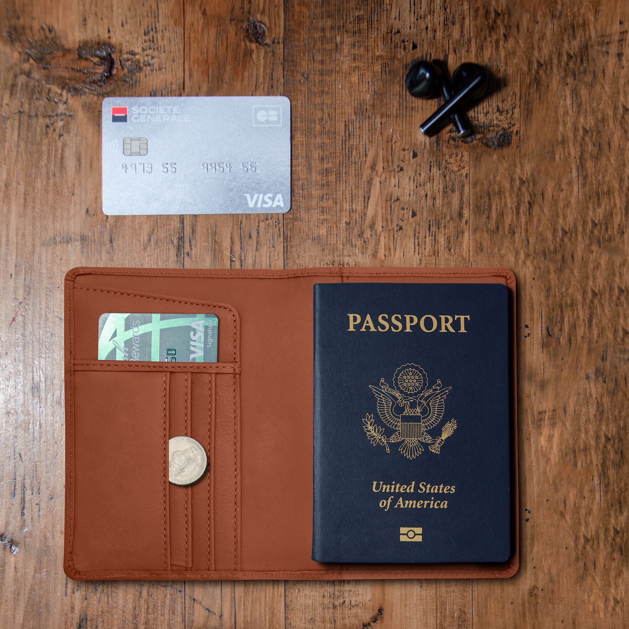 Passport Wallets - Boarding Pass, Cards, Cash, Coins, AirTag (American Flag optional)