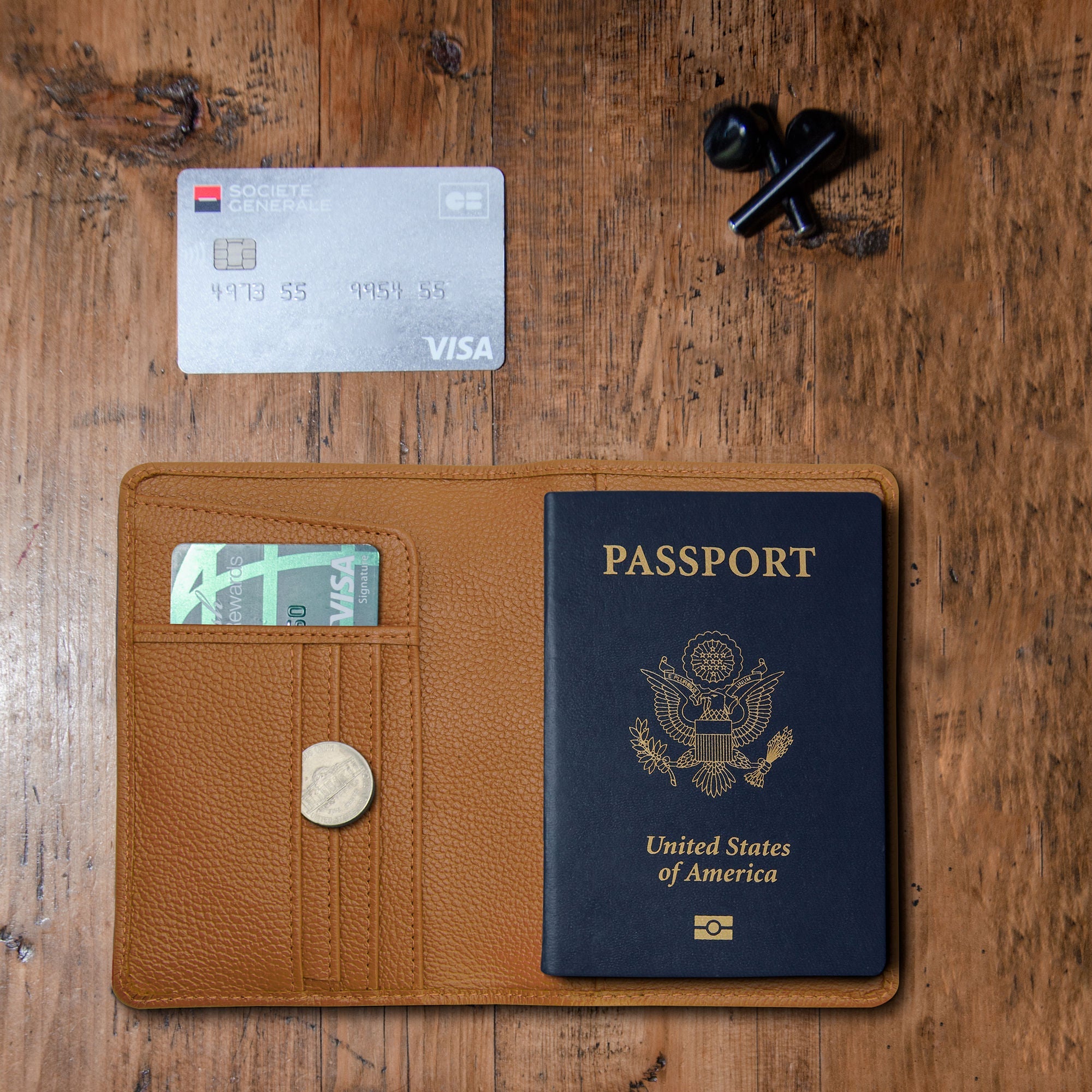 Passport Wallets - Boarding Pass, Cards, Cash, Coins, AirTag (American Flag optional)