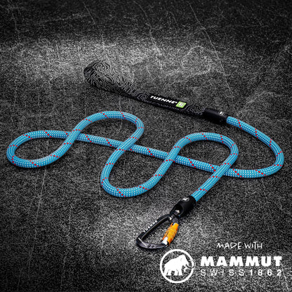 Rope Dog Leash with Auto-Locking Carabiner – 9.8mm Mammut Dry-Treated | Ice Storm Blue | Tuenne