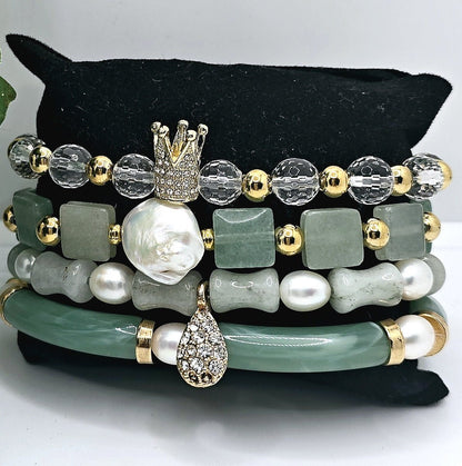 Aventurine and Jade Bracelet Set