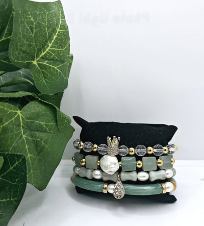 Aventurine and Jade Bracelet Set