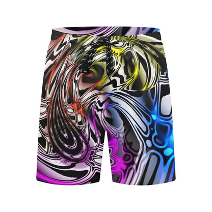 Color Melted Zebra Warp Rave Swim Shorts