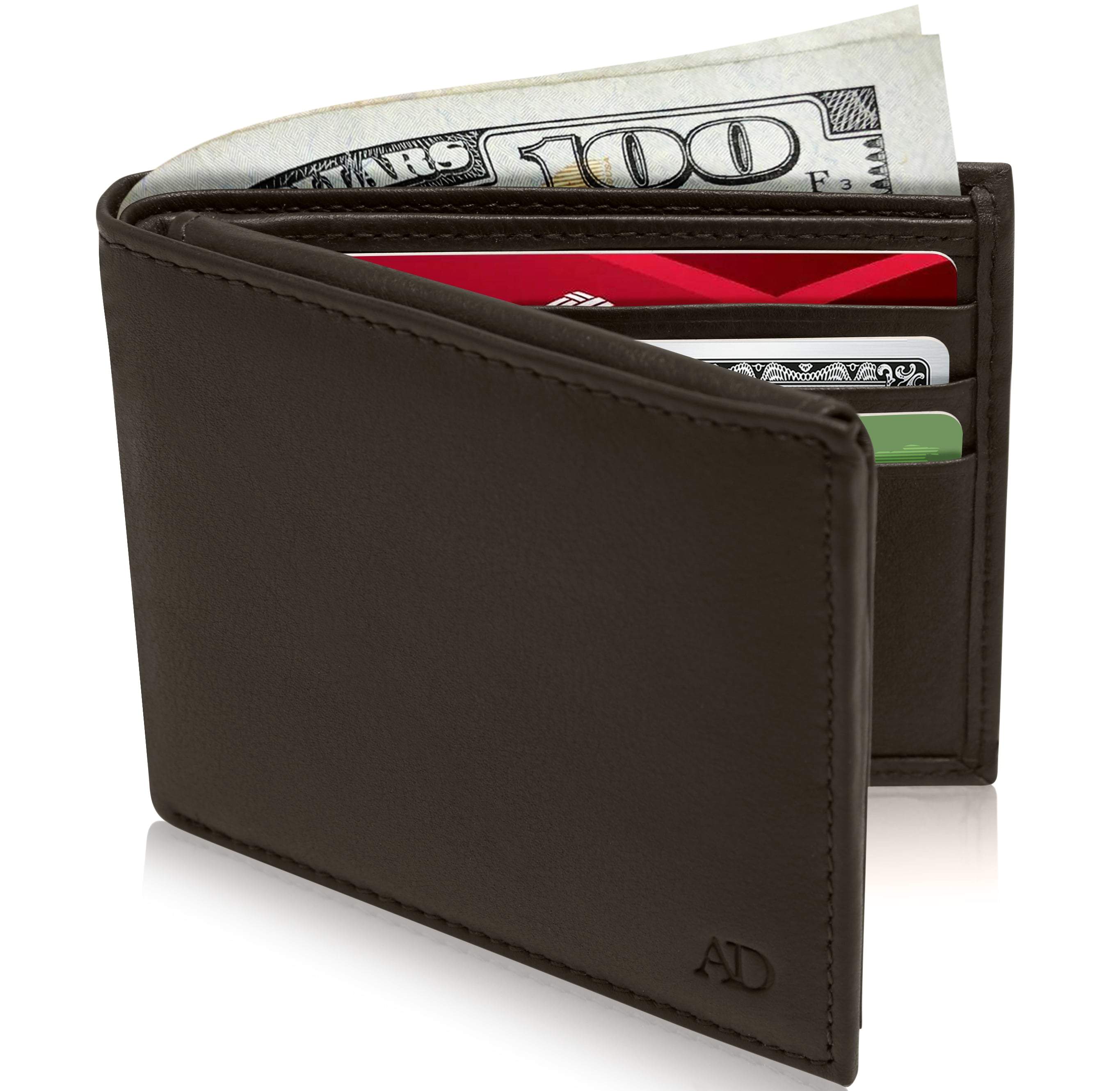 Leather Bifold Wallet with Flip-Up ID Window