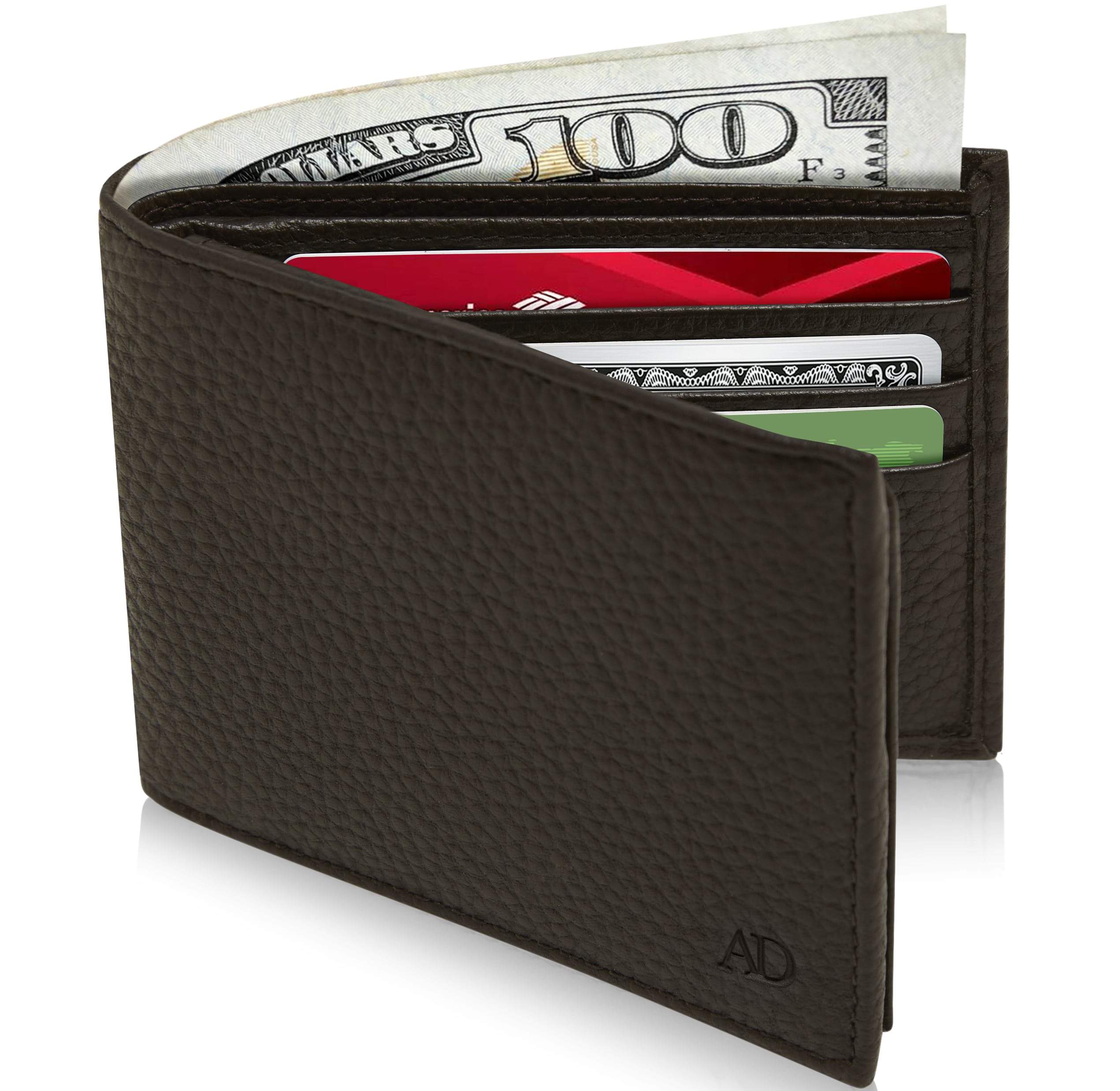 Leather Bifold Wallet with Flip-Up ID Window