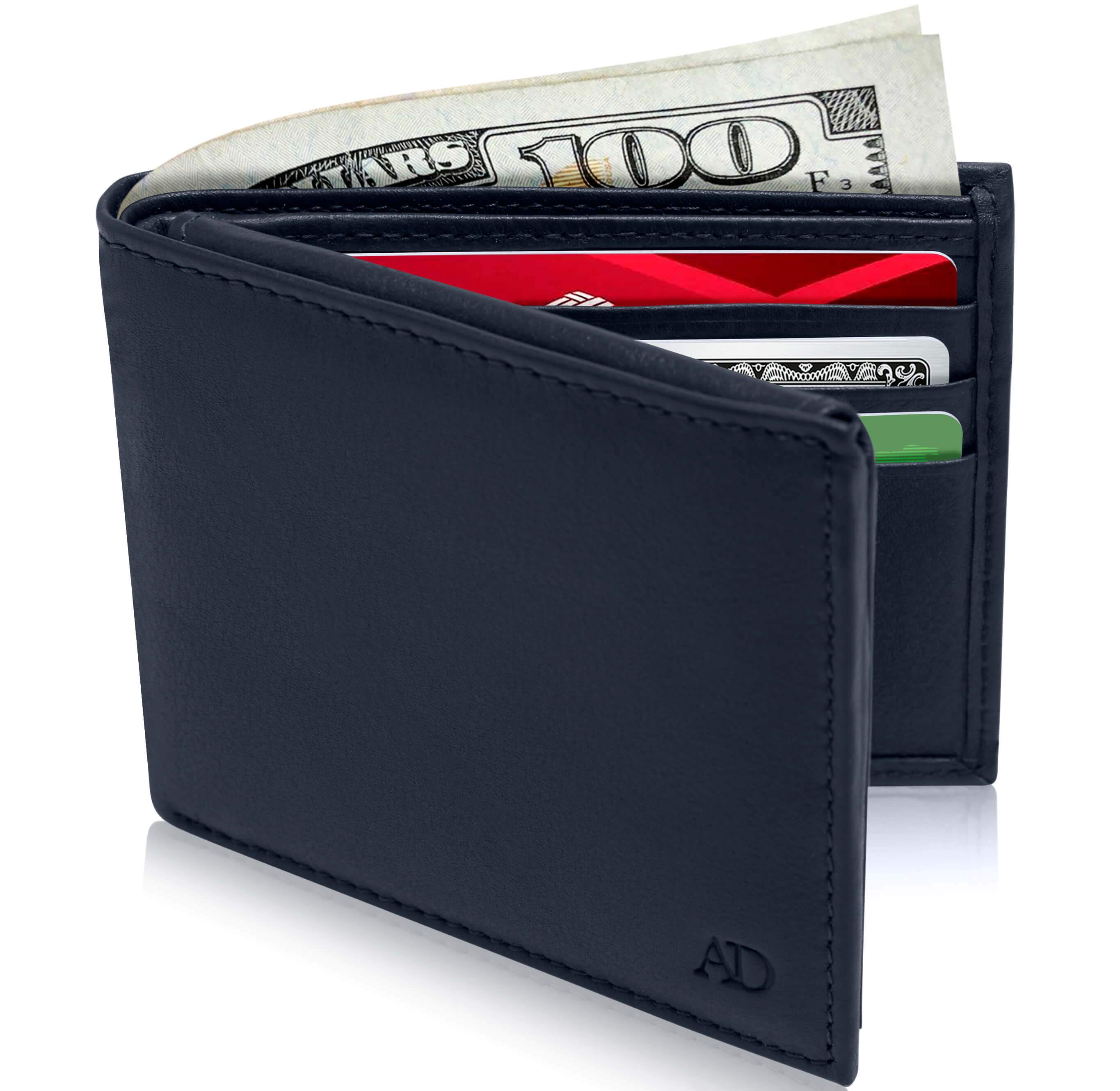 Leather Bifold Wallet with Flip-Up ID Window