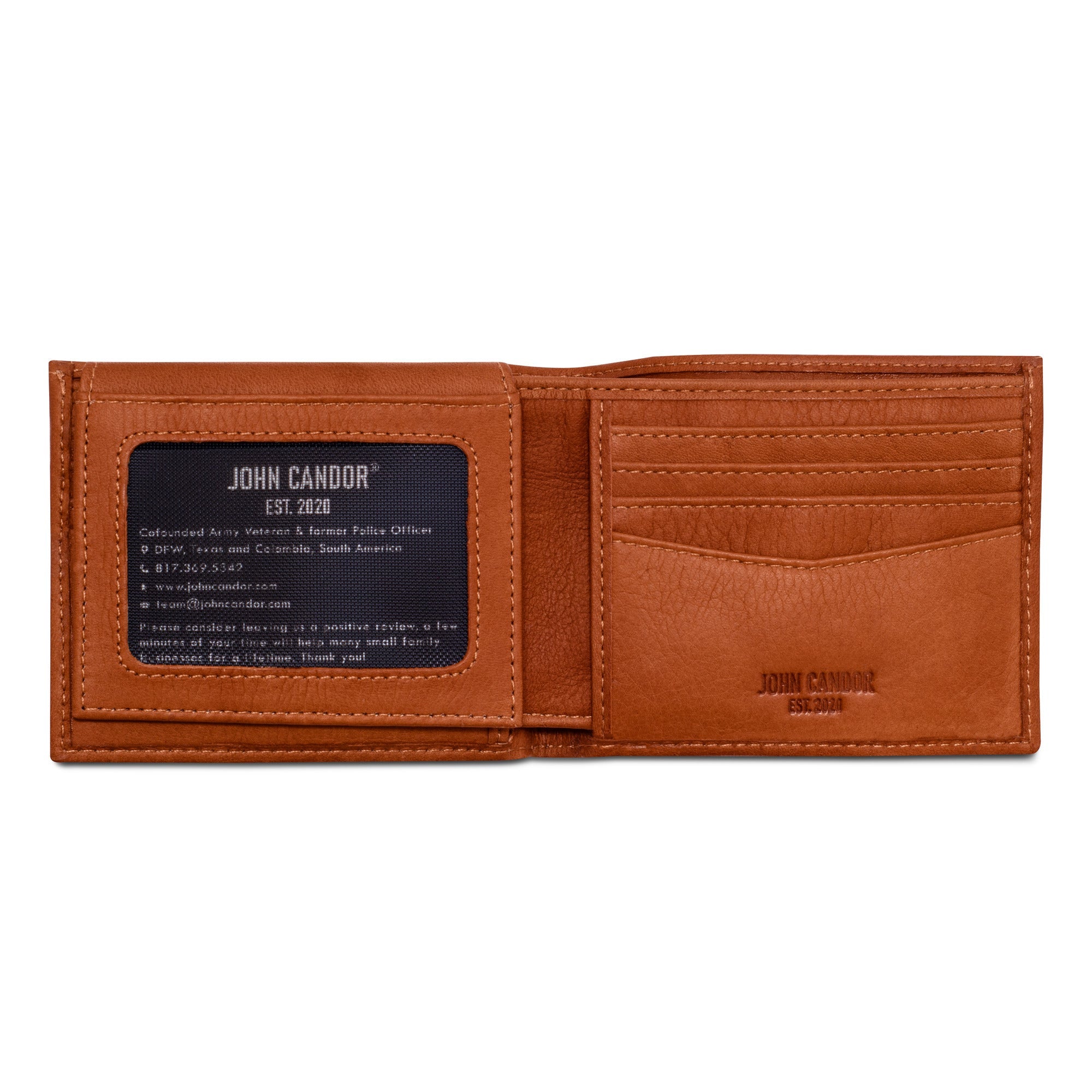 Carry-It-All Bifold Mens Leather Wallet (American Flag optional)