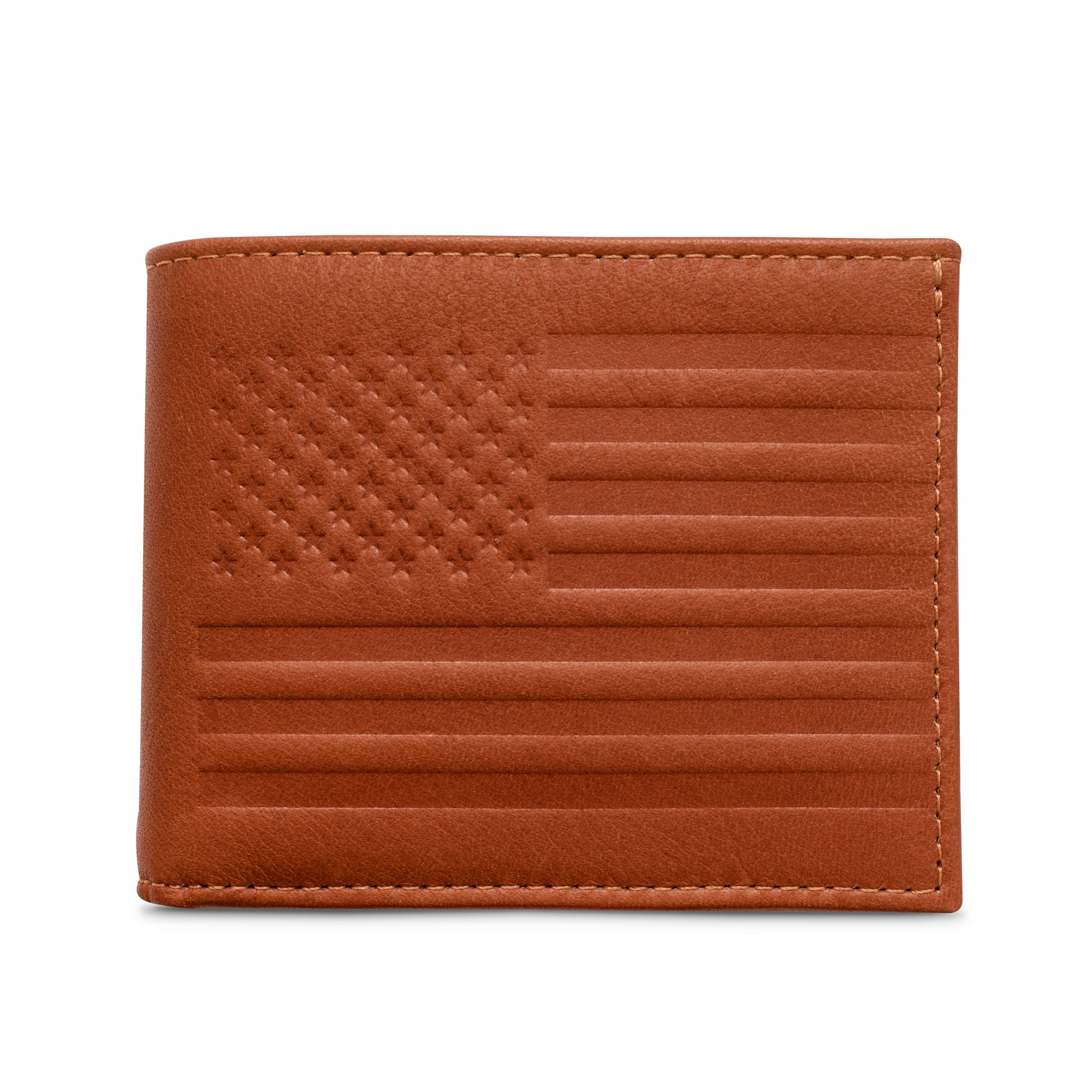 Carry-It-All Bifold Mens Leather Wallet (American Flag optional)