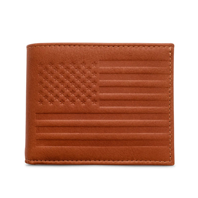 Carry-It-All Bifold Men's Leather Wallet (American Flag optional)