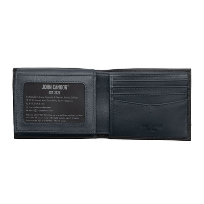 Carry-It-All Bifold Mens Leather Wallet (American Flag optional)