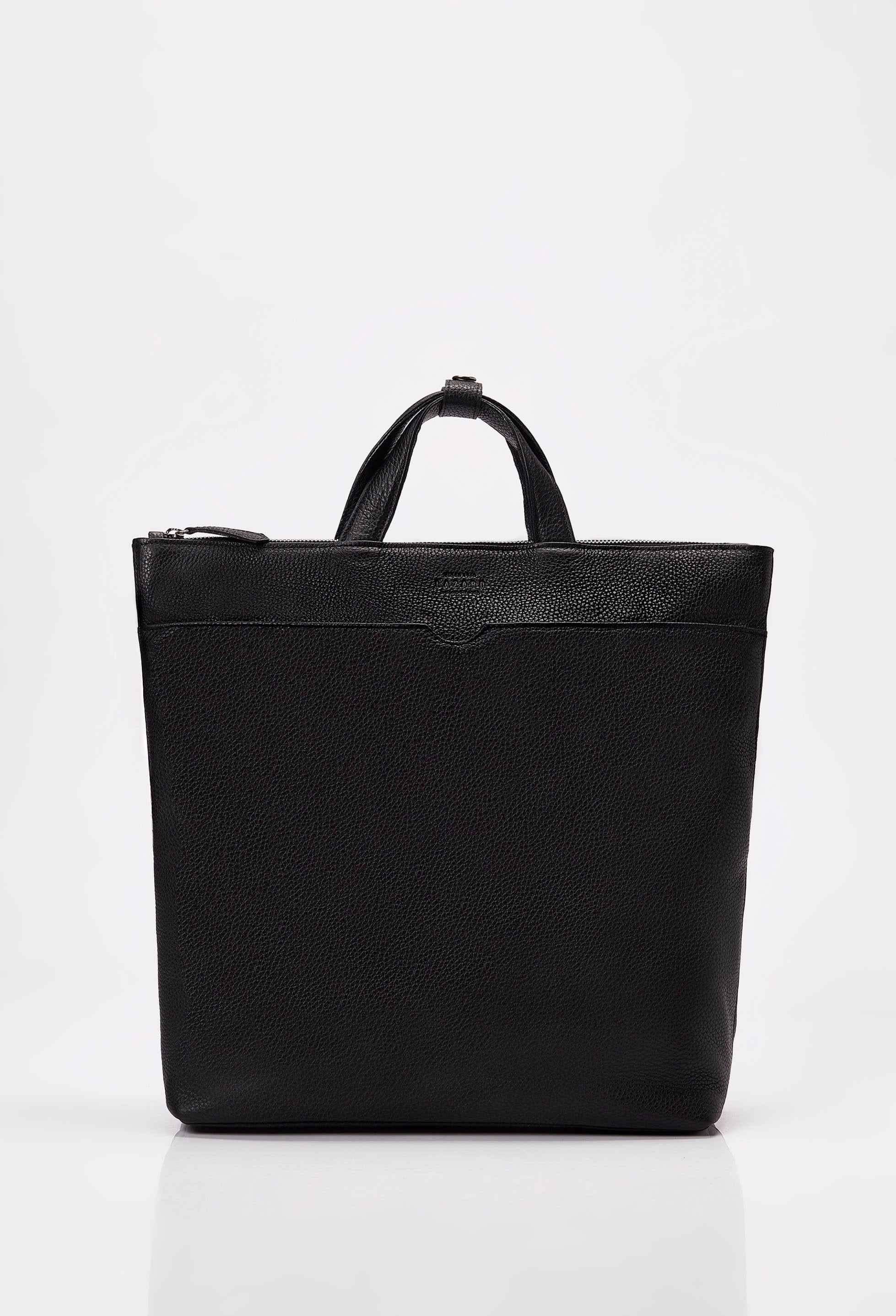 Black Leather Minimalist Tote Backpack