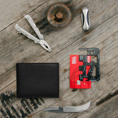 Carry-It-All Bifold Men's Leather Wallet (American Flag optional)
