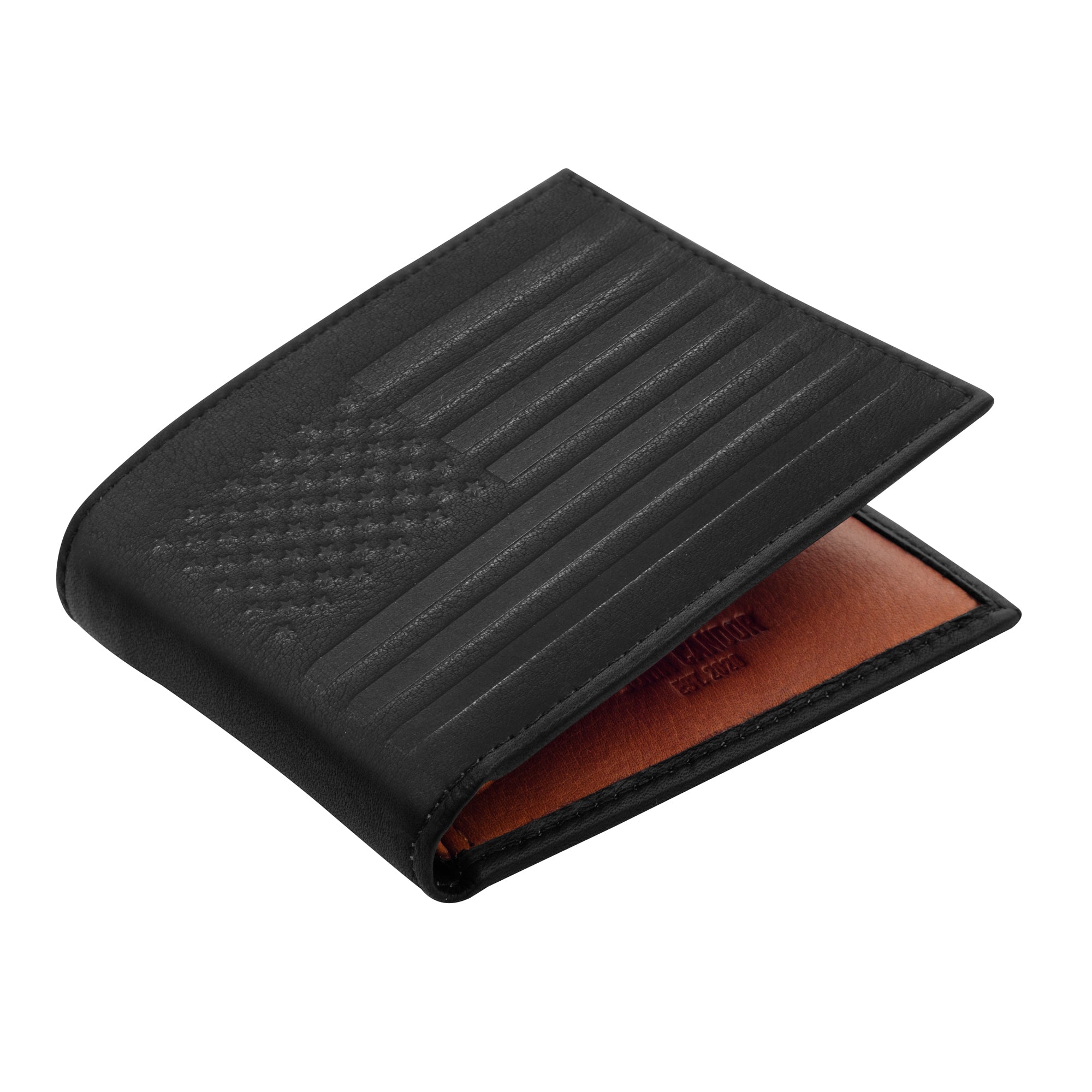 Carry-It-All Bifold Mens Leather Wallet (American Flag optional)