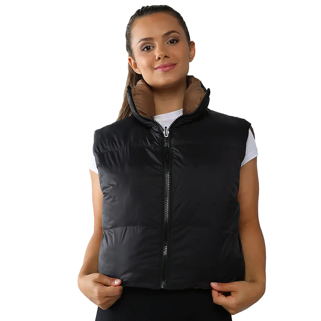 Reversible Cropped Sleeveless Puffer Jacket