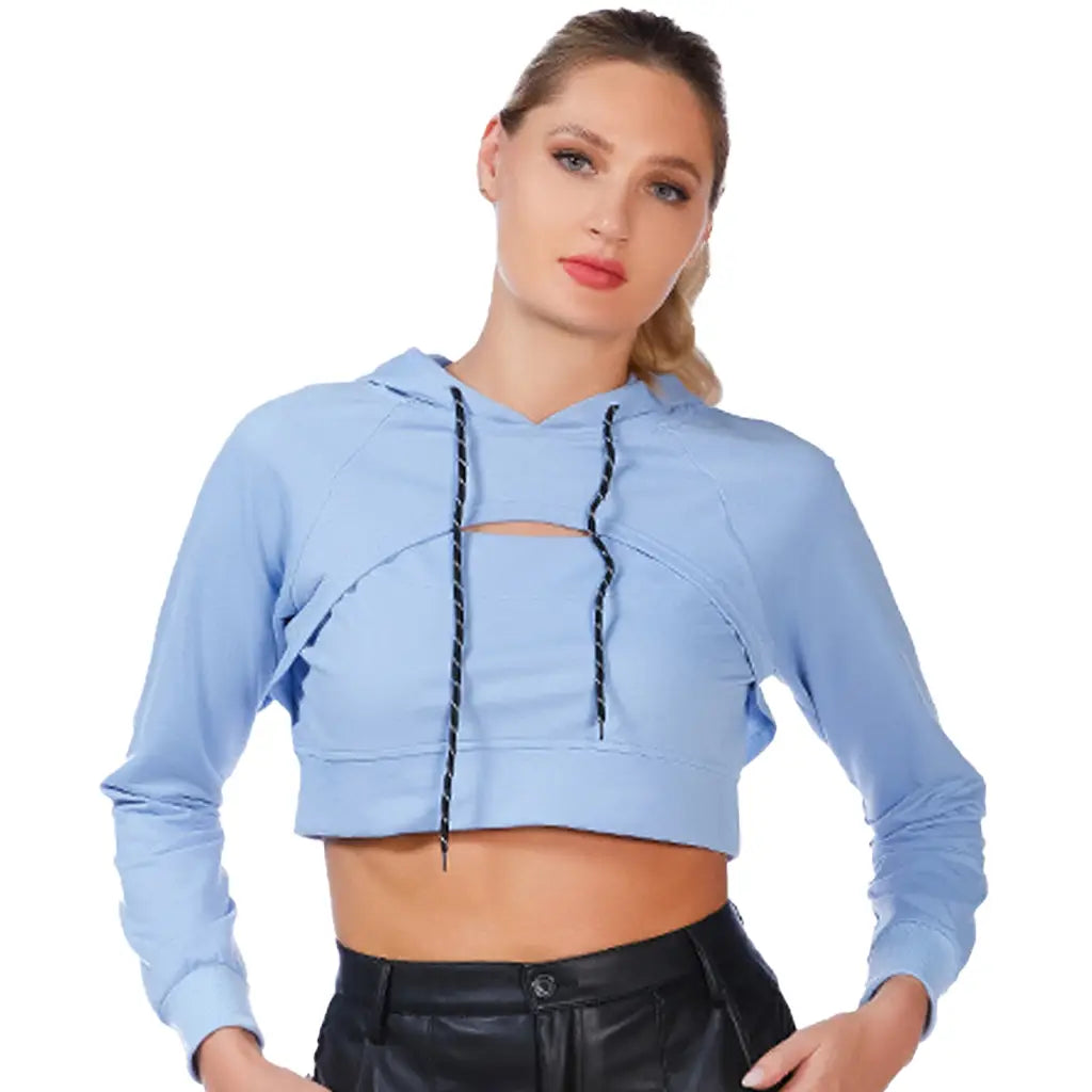 All Relaxed Front Slit Cropped Hoodie