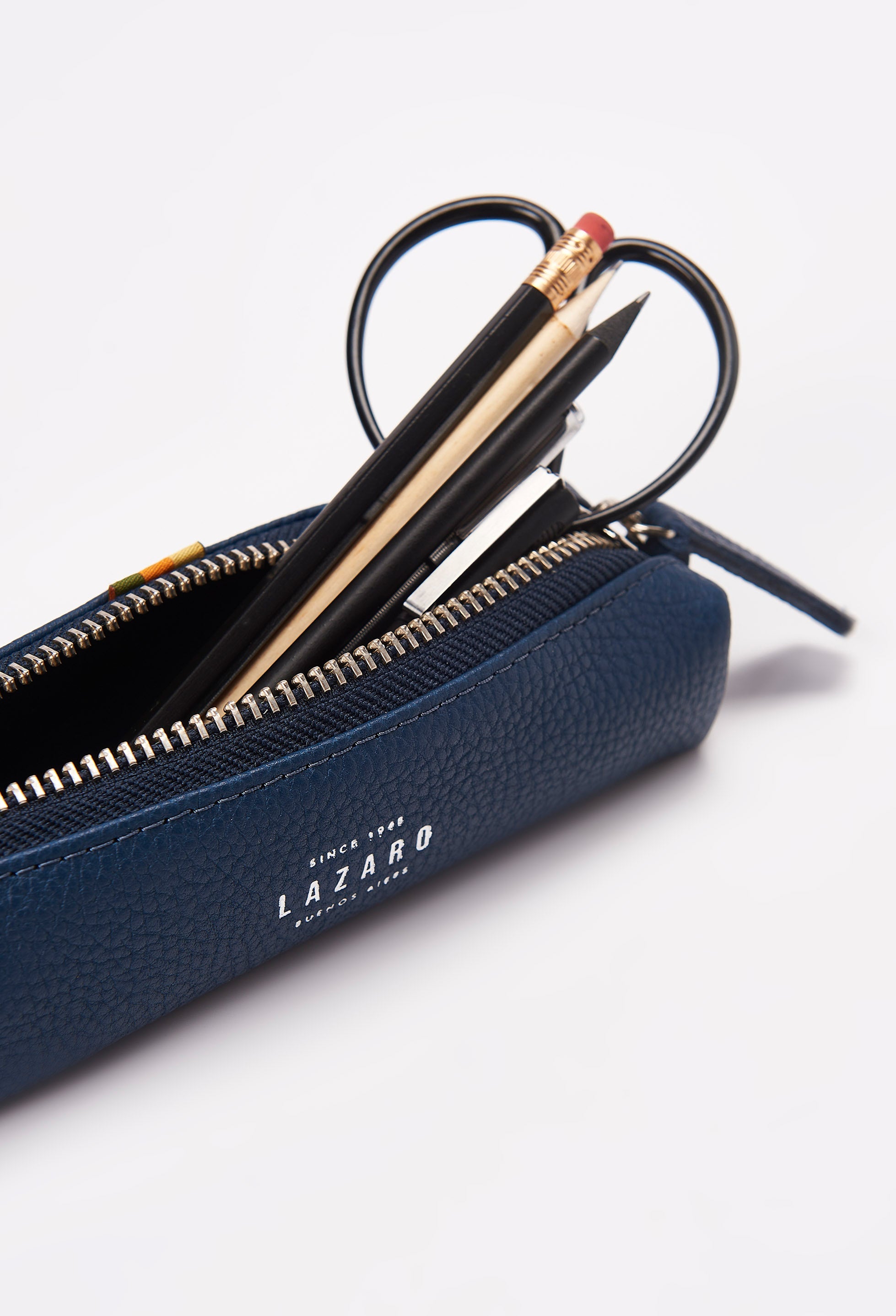 Blue Leather Pencil Case