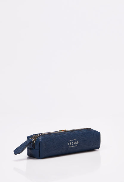 Blue Leather Pencil Case