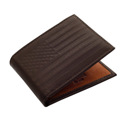 Carry-It-All Bifold Mens Leather Wallet (American Flag optional)