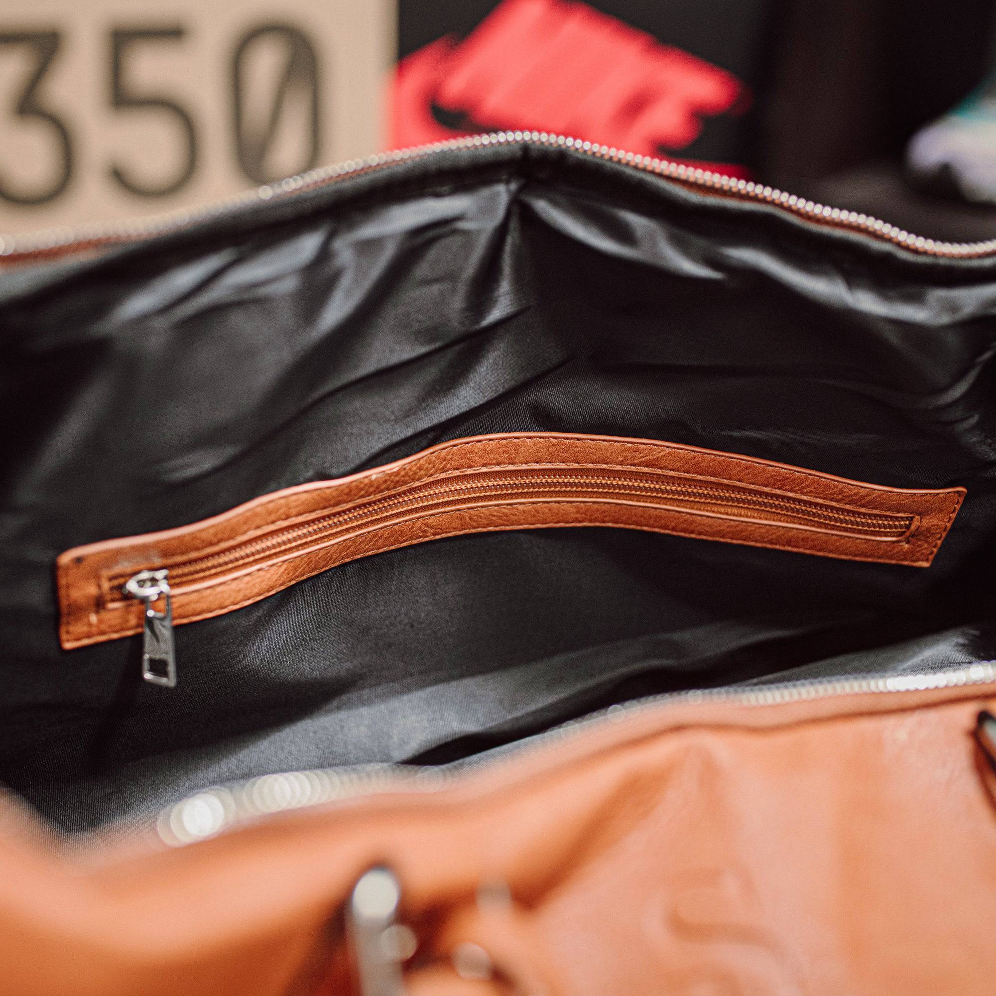 Brown Tumbled Leather Duffel Bag