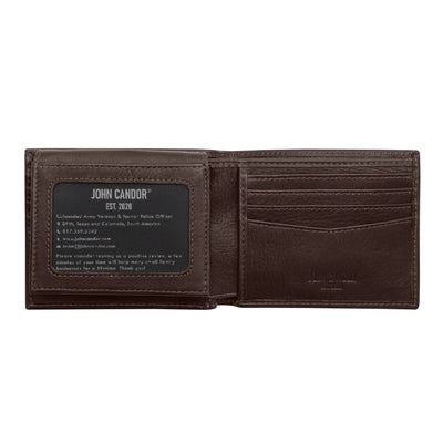 Carry-It-All Bifold Men's Leather Wallet (American Flag optional)