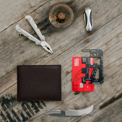 Carry-It-All Bifold Men's Leather Wallet (American Flag optional)
