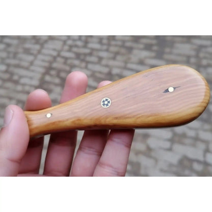 Bull Cutter Knife Damascus Blade Wooden Handle Fixed Blade