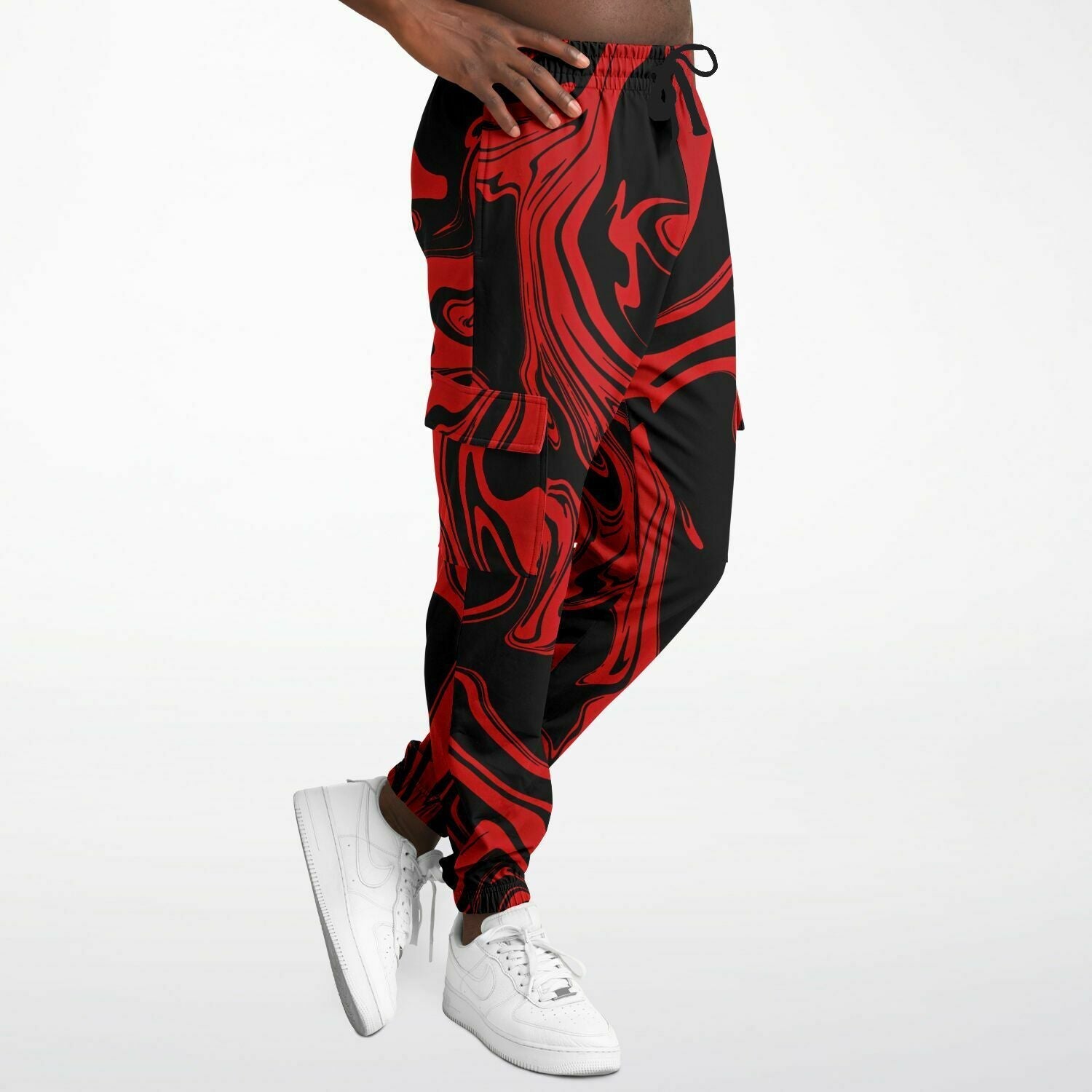 Red and Black Slime Oil Spill Unisex Cargo Joggers (Fleece Lined)
