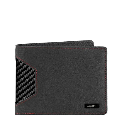 Alcantara & Real Carbon Fiber Bi-Fold Wallet (Red Stitching)