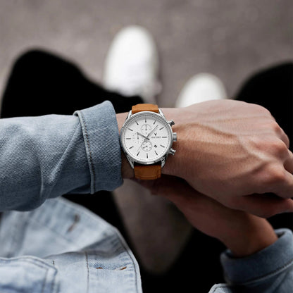 The Chrono S2 40mm Men's Watches - Silver/Tan