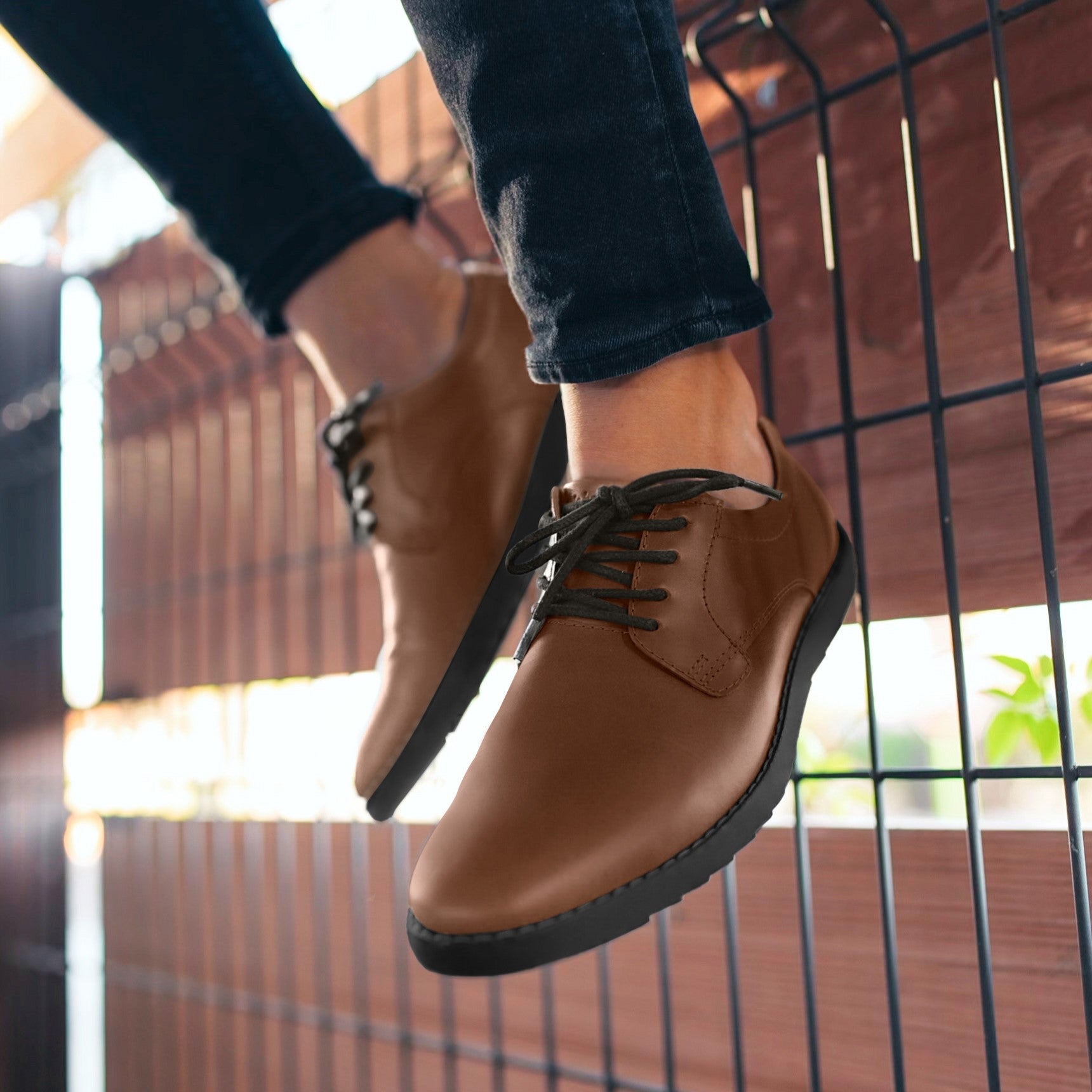 Classic Mustang Brown Full Grain Leather Derby Dress Sneakers