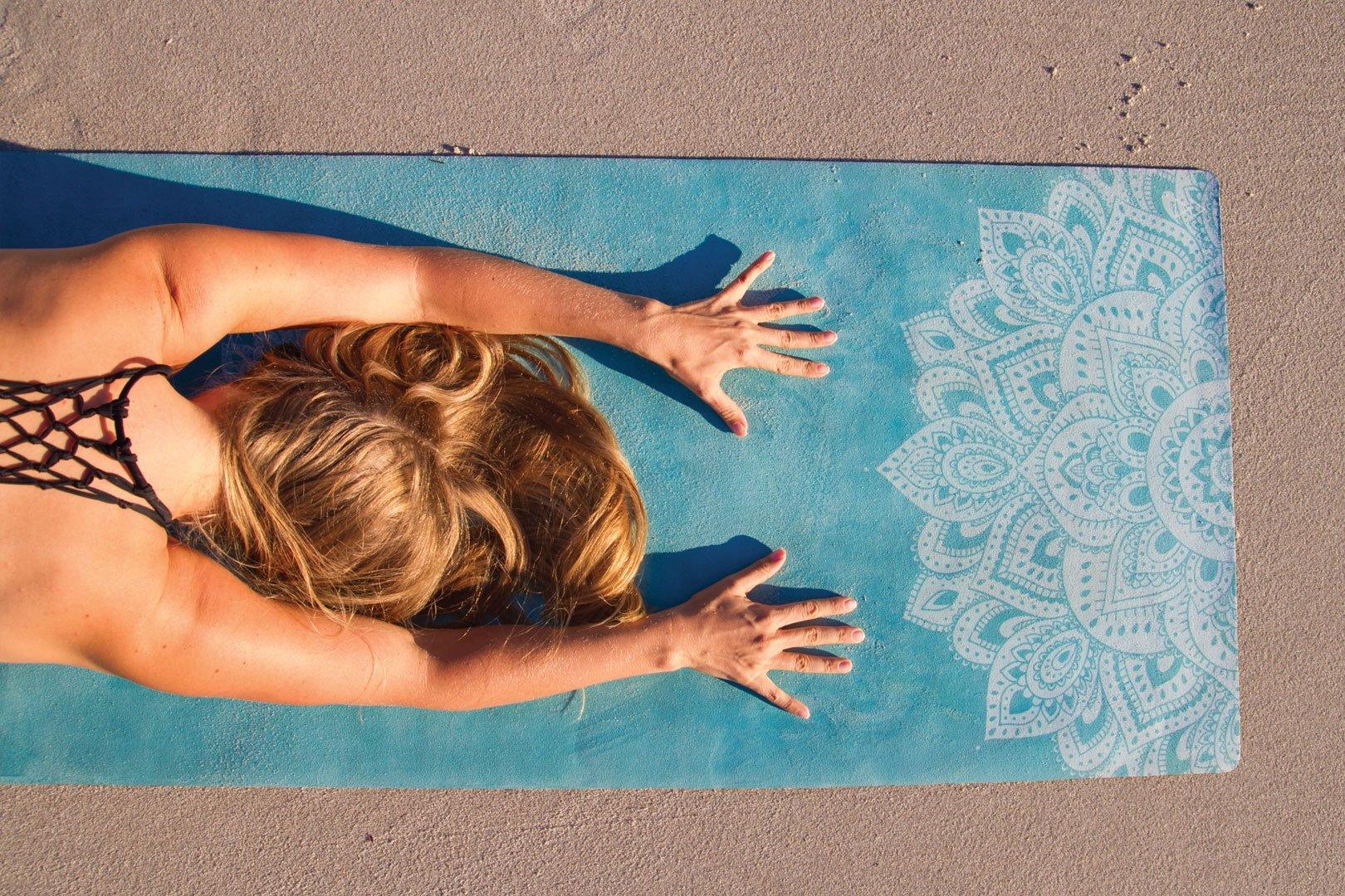 Combo Yoga Mat: 2-in-1 (Mat + Towel) - Mandala Turquoise - Lightweight, Ultra-Soft