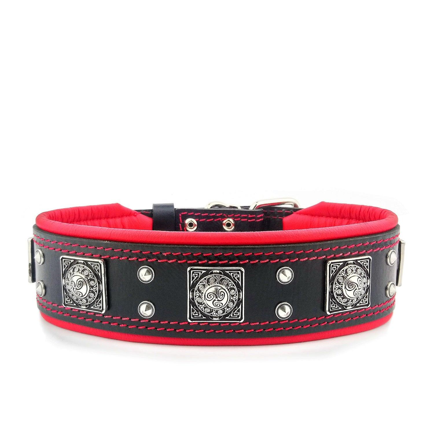 The "Eros" Dog Collar 2.5-inch Wide. Black & Red