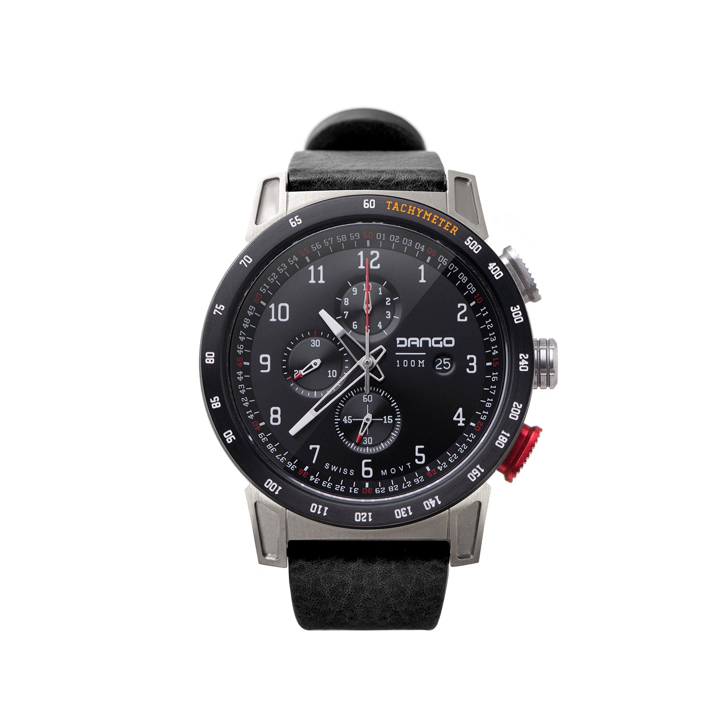 CR-01 - CHRONO WATCH WITH ITALIAN LEATHER STRAP - JET BLACK