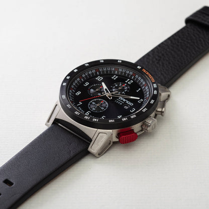 CR-01 - CHRONO WATCH WITH ITALIAN LEATHER STRAP - JET BLACK