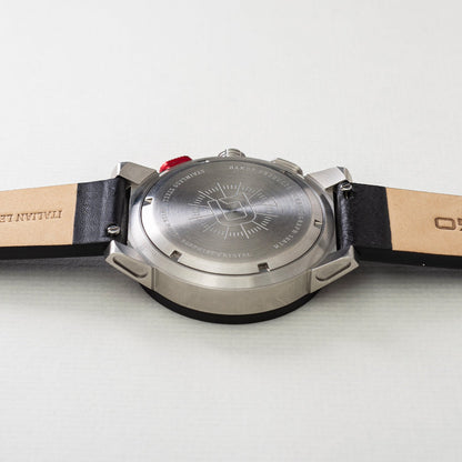 CR-01 - CHRONO WATCH WITH ITALIAN LEATHER STRAP - JET BLACK