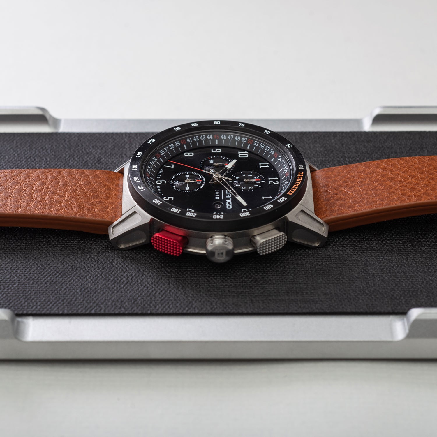 CR-01 - CHRONO WATCH WITH ITALIAN LEATHER STRAP - WHISKEY BROWN