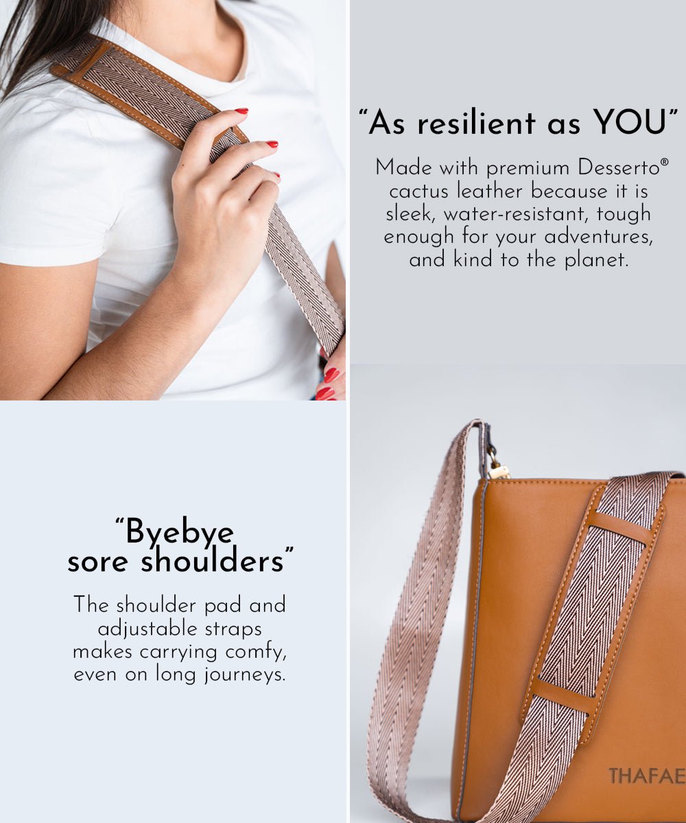 Thafael Crossbody Travel Bag – Anti-Theft, Vegan Cactus Leather (Limited Edition)