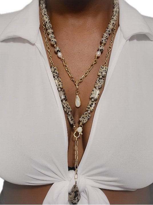 Dalmatian Jasper Layer Necklace Set