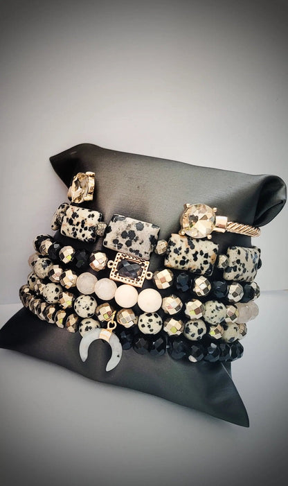 Dalmation Jasper Bracelet Stacked set