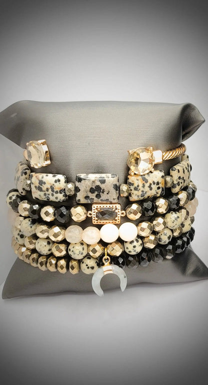 Dalmation Jasper Bracelet Stacked set