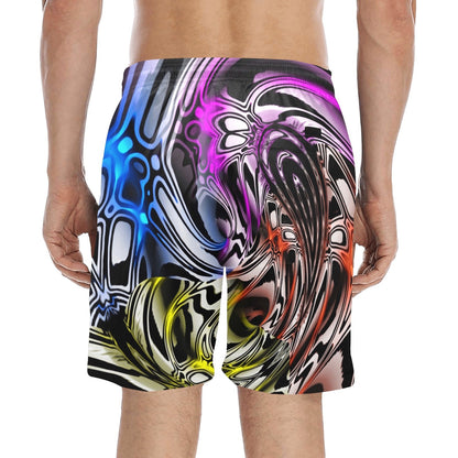 Color Melted Zebra Warp Rave Swim Shorts