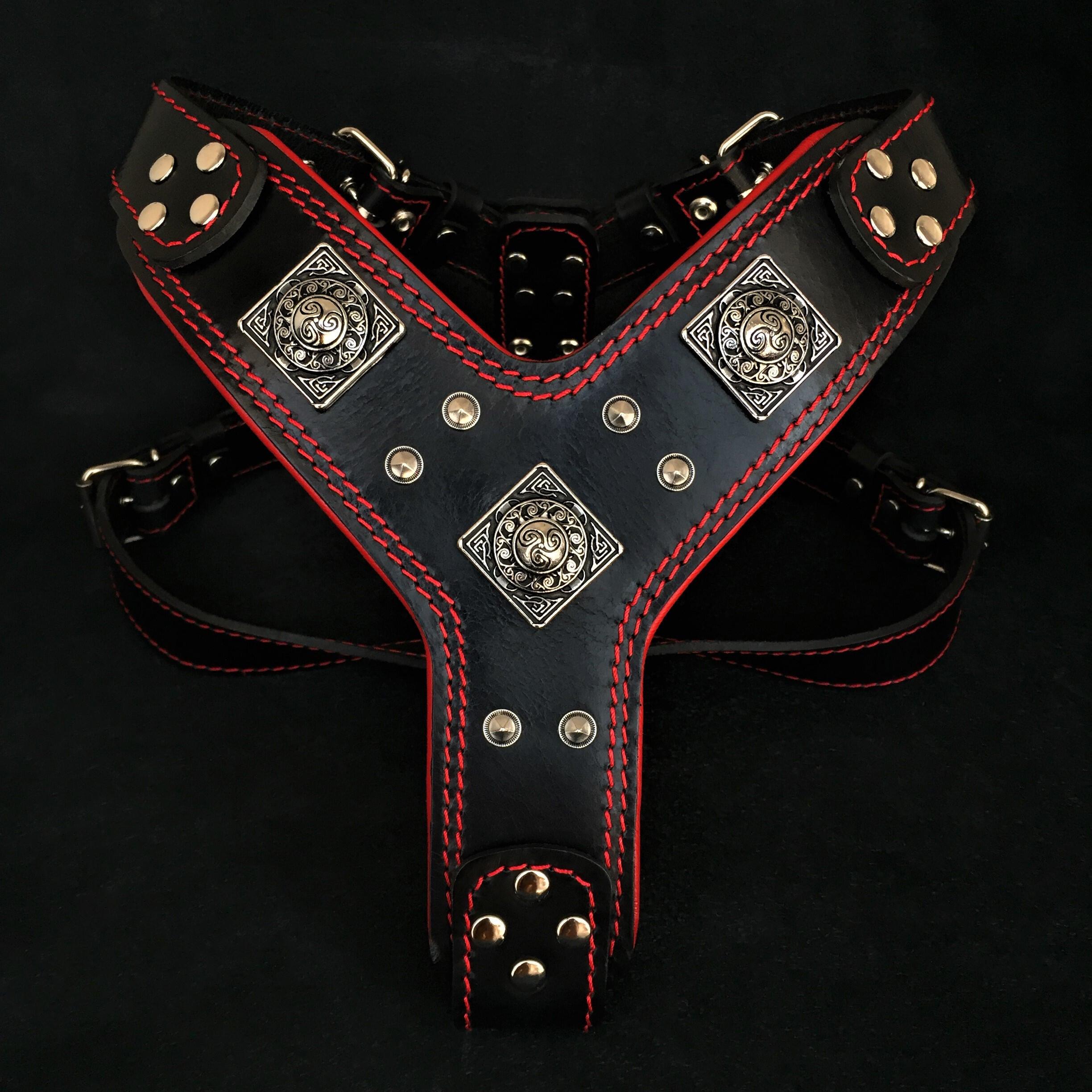 The "Eros" Dog Harness. Black & Red