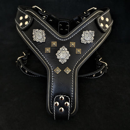 The "Aztec" Dog Harness. Black