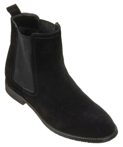 K33090 - 2.9 Inches Taller (Black) - Suede Chelsea Men's Boot