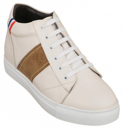 K53101 - 2.8 Inches Taller (Beige White) - Men's Shoes