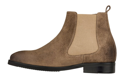 K92083 - 3 Inches Taller (Nubuck Coffee Brown) - Chelsea Ankle Men's Boots