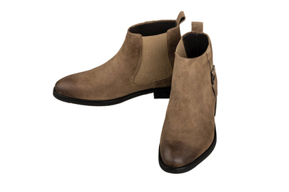 K92083 - 3 Inches Taller (Nubuck Coffee Brown) - Chelsea Ankle Men's Boots