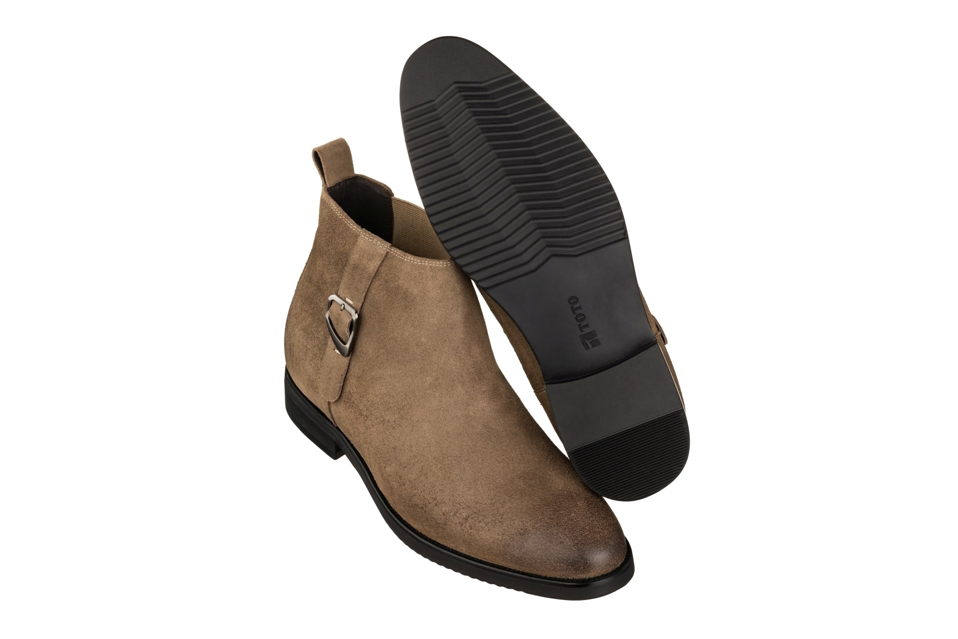 K92083 - 3 Inches Taller (Nubuck Coffee Brown) - Chelsea Ankle Men's Boots