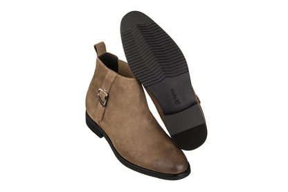 K92083 - 3 Inches Taller (Nubuck Coffee Brown) - Chelsea Ankle Men's Boots